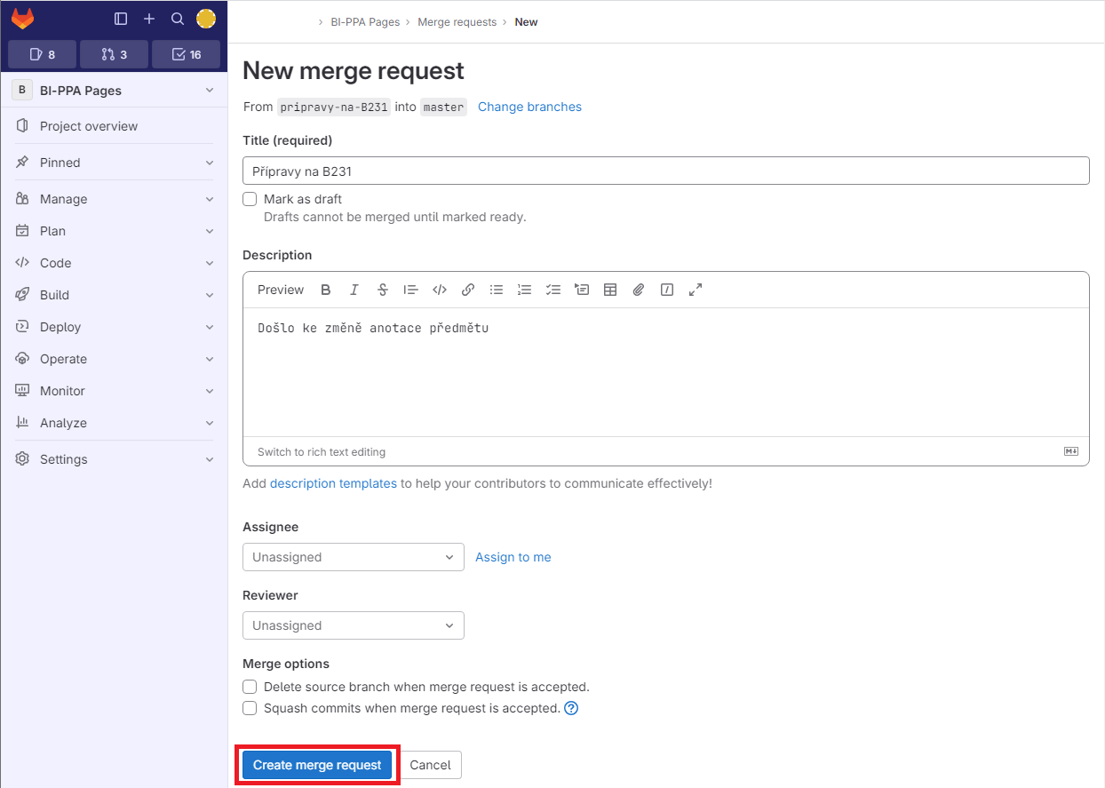 create merge request 2 en